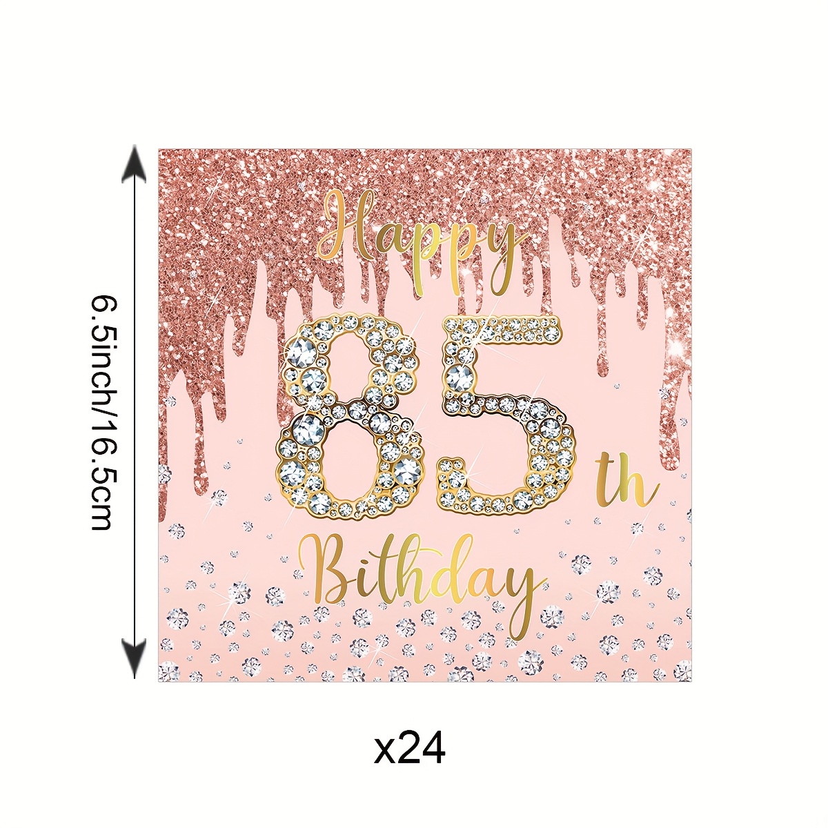 A Pack Of 24, Pink Diamond 85th Birthday Theme Party Disposable Tissues