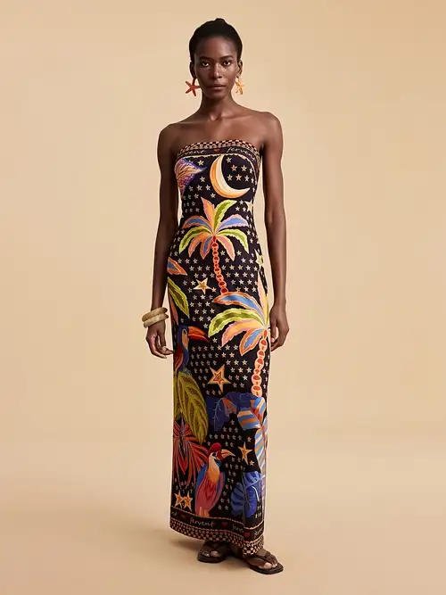 caribbean style maxi dresses Classy Caribbean Dresses Frida Blue Caribbean Print Maxi Dress