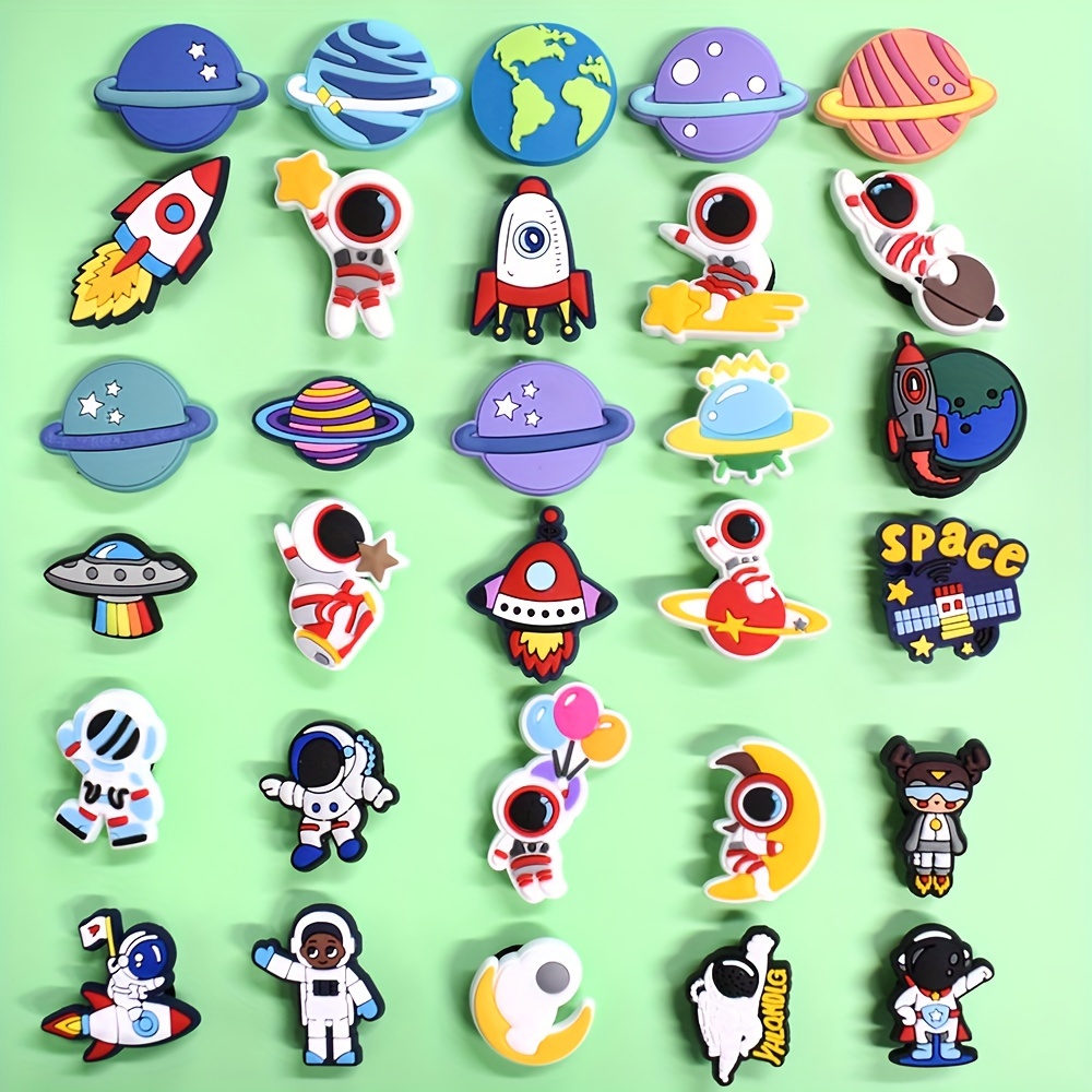 

30pcs/set Astronaut Theme Shoe Charms, Colorful Pvc Slipper Decorations, Popular Charm Accessories, Birthday Party Gift