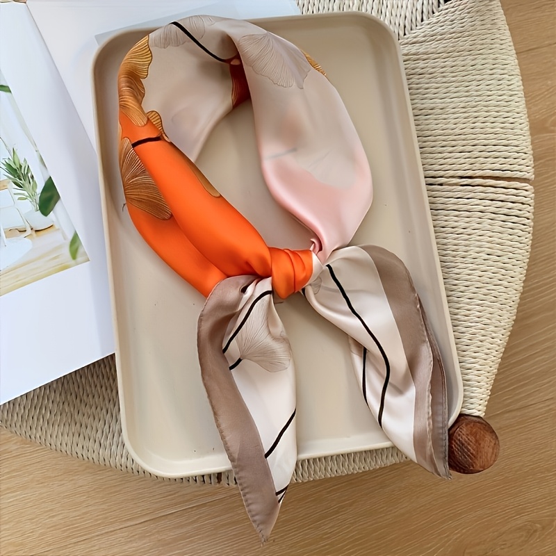 27.56-inch Elegant Camellia Scarf - Fashionable Smooth Satin Shawl, Neck And Hair Accessory