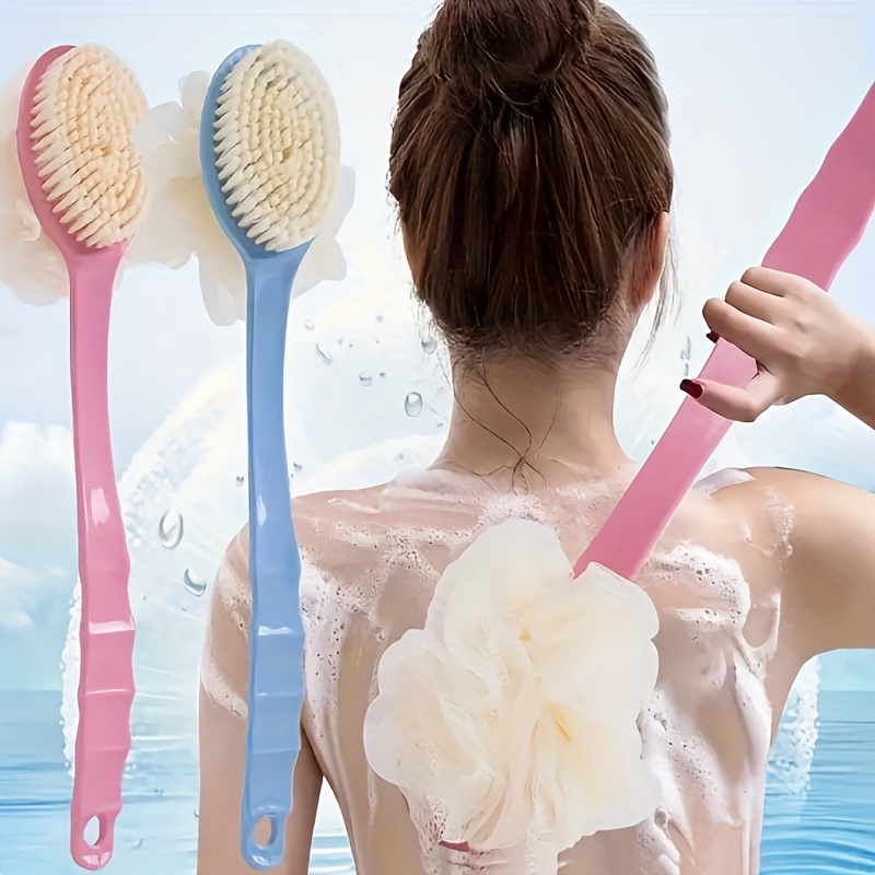 two in one dual head bath brush with soft sponge for back scrubbing no battery required   Product details 0