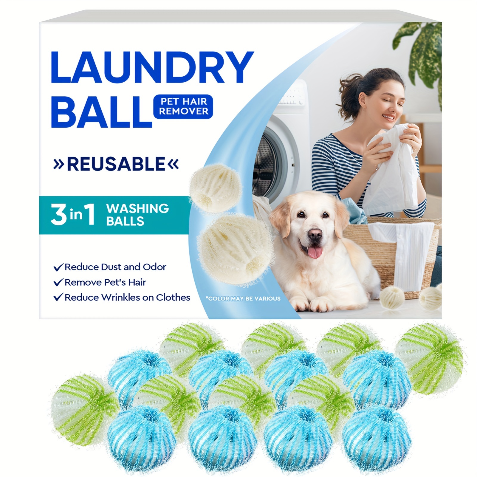 

12 Reusable Pet Hair Removal Balls, Pet Laundry Balls (for Washing Machine Supplies)