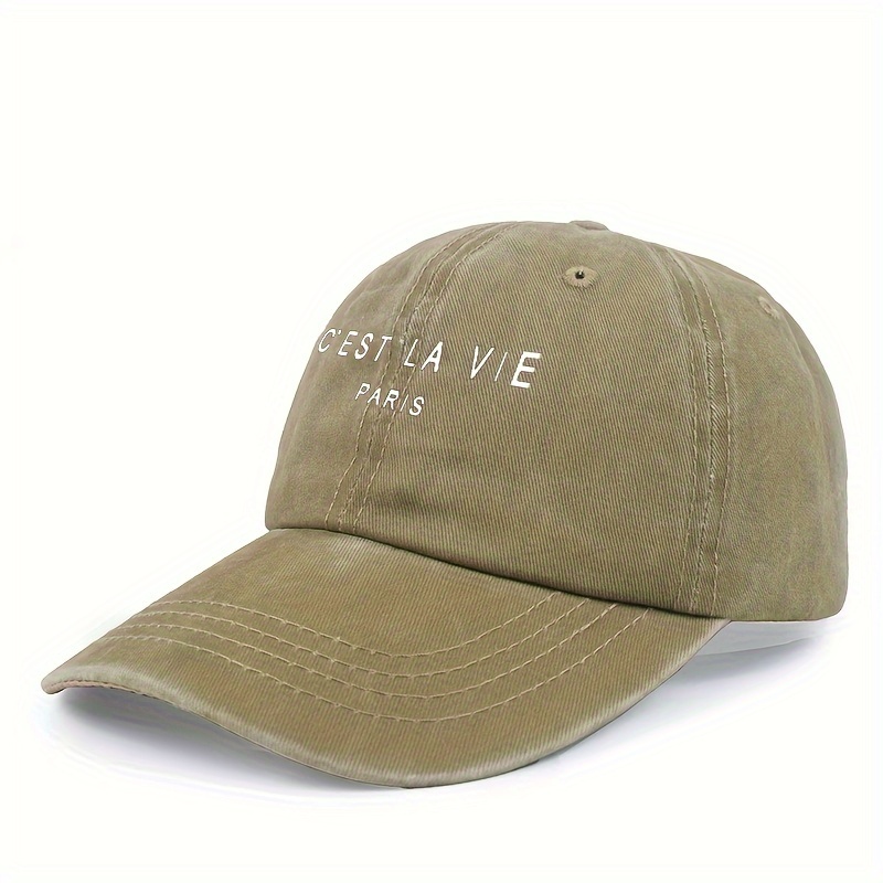 C'est La Vie Printed Baseball Baseball Hat, Dad Hats Vintage Stylish Dad Hat Outdoor Adjustable Sunscreen Sports Hats for Women Men,Temu