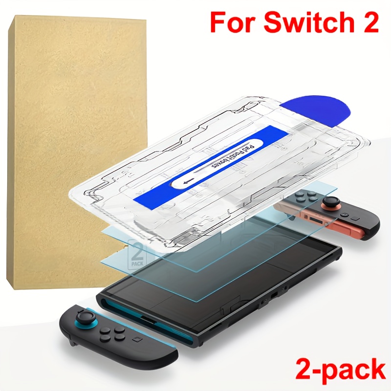 Image of 2-pack Tempered Glass Screen Protector For Switch 2 | 9h Hardness, Fingerprint Resistant, Shatterproof, , Case Friendly, Bubble-free, Glossy Surface, Protective Screen For Switch By Lessesmo