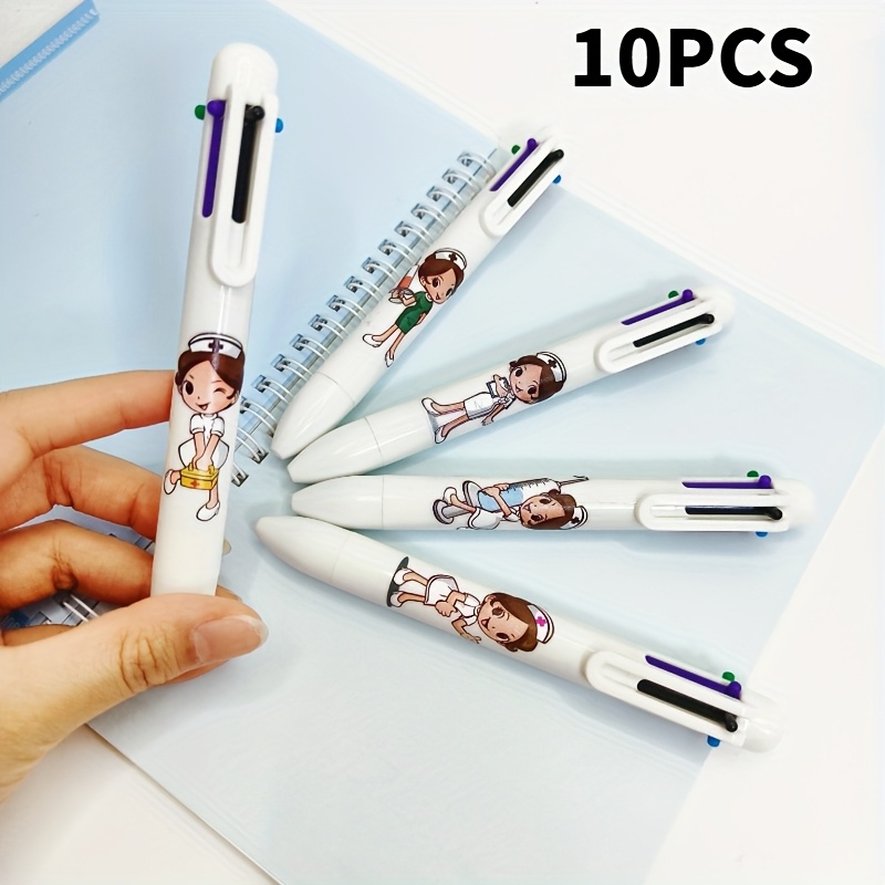 10/15pcs White Medical Six-color Pens, Nurse Day Series Click Gift Pens With Medical Print