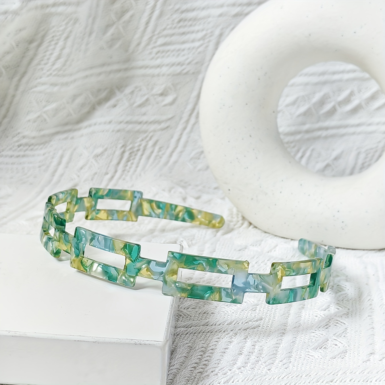 

Elegant French Vintage-inspired Green Marble Acetate Headband - Non-slip, Flexible & Durable Hair Accessory For Women And Girls Hair Accessories For Women Hair Bands For Women