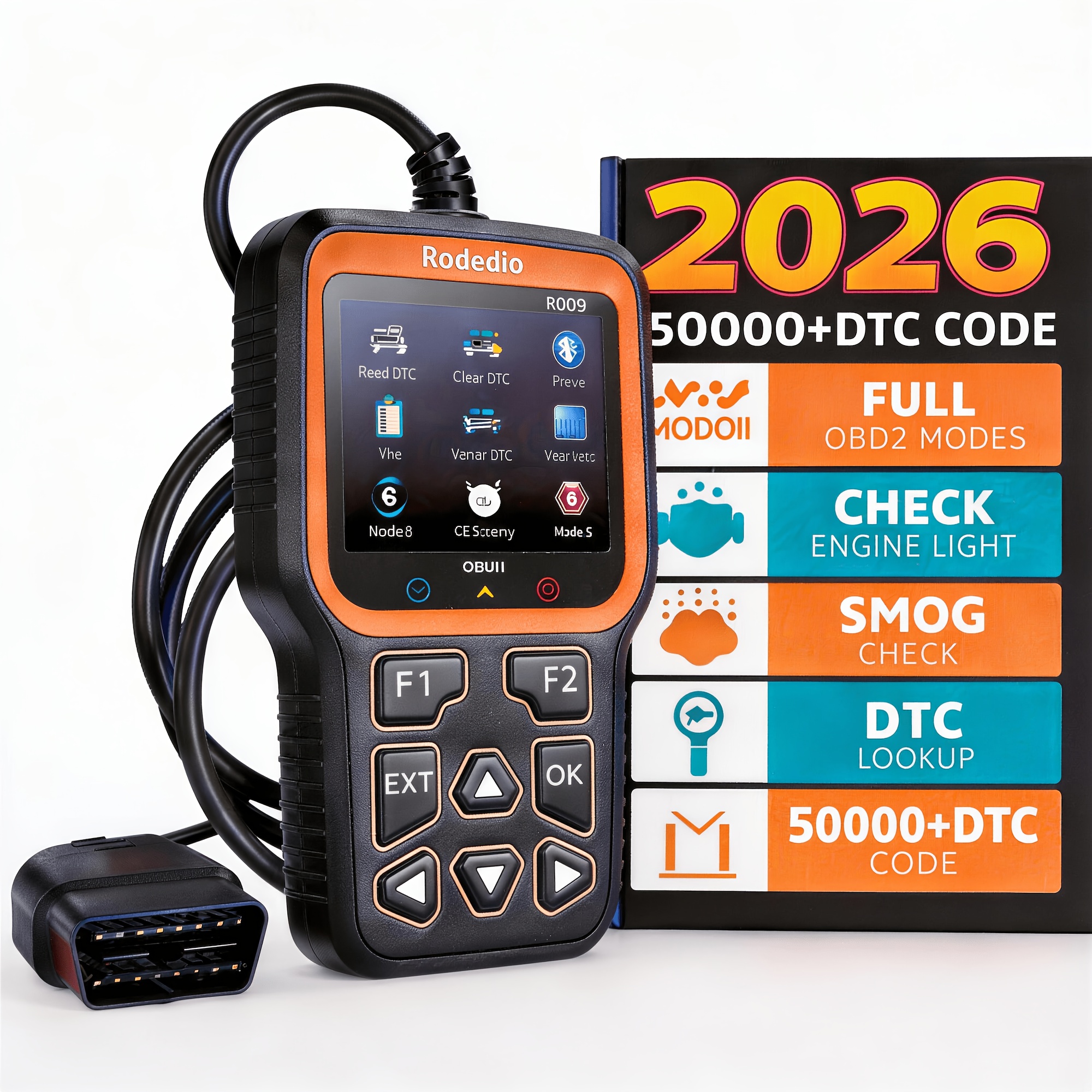 TEMU Rodedio Professional Diagnostic Scanner Tool, Usb Powered, Engine Fault Detector, Code Reader, Battery Tester, I/m Readiness , Code Eraser, 10
