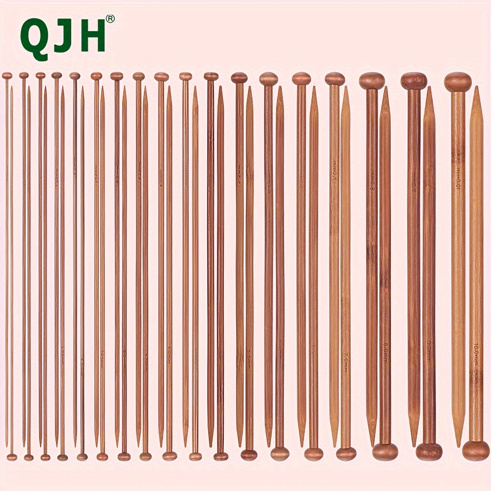 

Qjh 36pcs High-quality Bamboo Single-point Knitting Set, 2.0-10mm, 18 Sizes, Ergonomic, Smooth And , Comfortable Knitting , Suitable For Beginners And Diy Enthusiasts