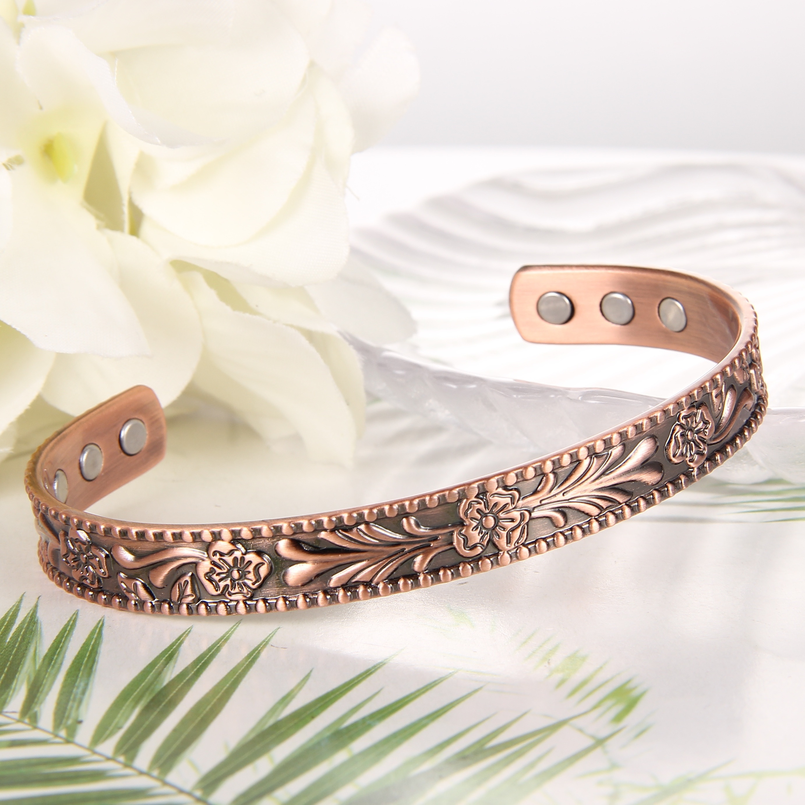 

1pc Copper Bracelets For Women, Enhanced Strength Magnetic Bracelet For Women, 3500 Gauss Neodymium Magnets, Copper Cuff Bangle, Adjustable Magnetic Copper Jewelry