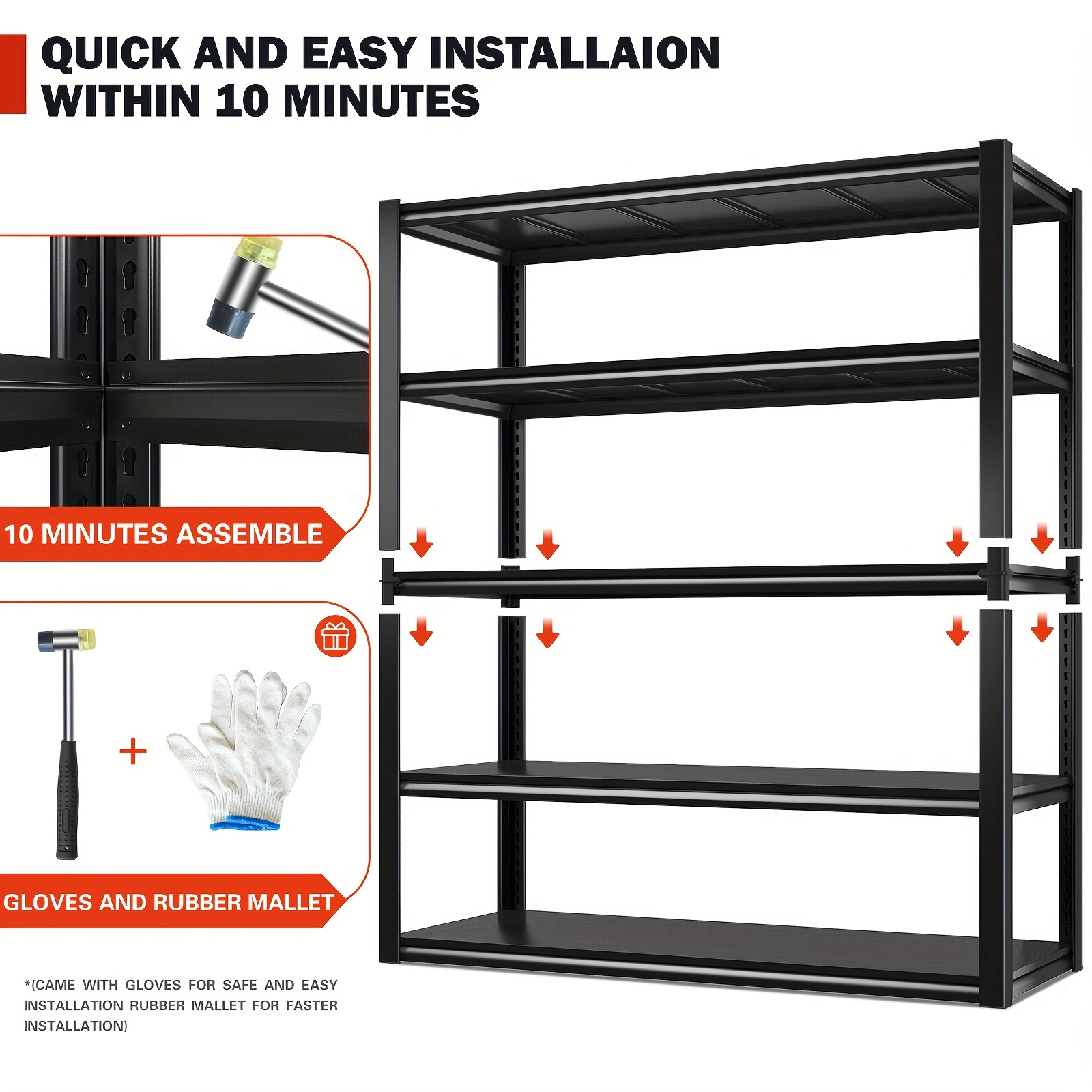 1pc 48 2 w garage shelving 3000lbs heavy duty storage shelf adjustable 5 tier metal storage garage shelf industrial shelving unit storage utility rack 24 2 d x 48 2 w x 72 2 h black details 4