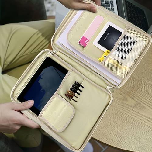 durable oxford cloth a4 document organizer multi function travel portfolio with zipper tablet sleeve card cash slots