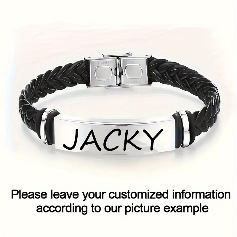 TEMU ãcustomizedãpersonalized Men's Bracelet Engraved Bracelet, Gift For Him, Custom Jewelry Gift For Him