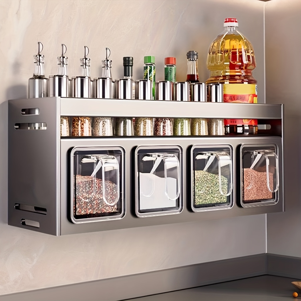 wall mounted spice rack organizer no drill multi compartment