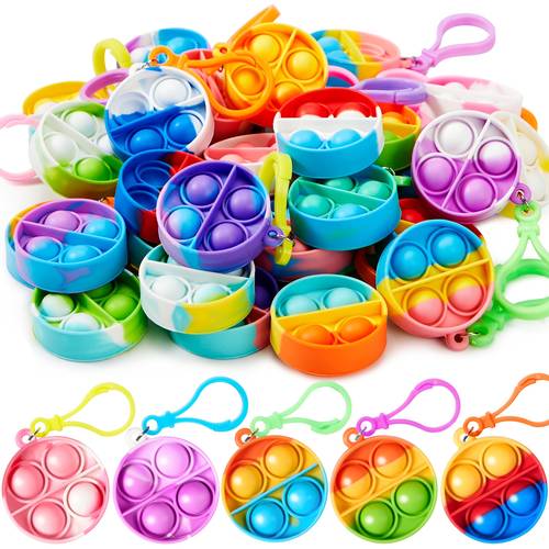 round fidget keychain 30 pack fidget toys bulk party favors for kids stuffers classroom prizes birthday sensory toys gifts halloween party favors s stuffers back to school gifts for students classroom prizes birthday