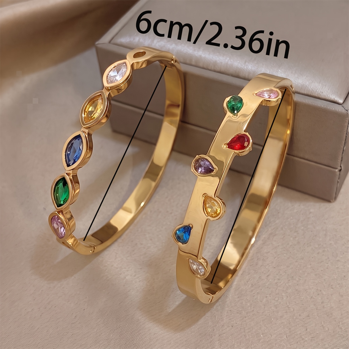 2pc Unique Teardrop Design 18K Plated Bracelet Set