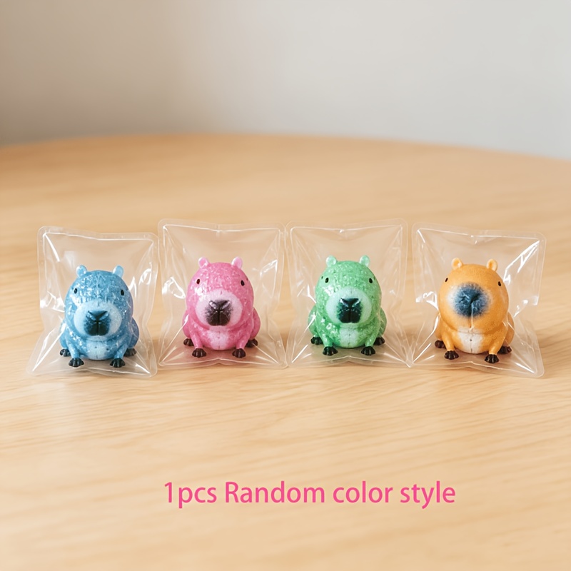 Image of Capybara Glitter Squeezer Toy, Pranking Toys Capybara Glitter With Iridescent Jelly Texture, Soft Squeeze Fidget Toy & Desk Decor, Deformable Character Model Random