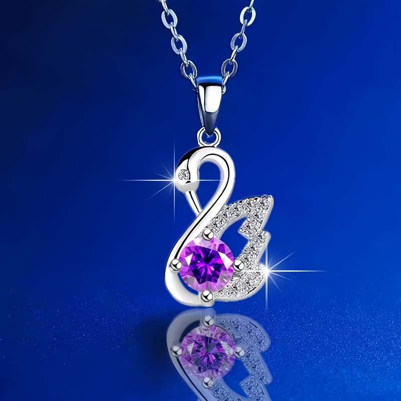 Women's S925 Silver White Swan Pendant Necklace, Holiday Gift