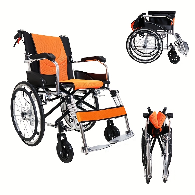 Compact Collapsible Wheelchair / 20-Inch Transport Model / Convenient Portable Mobility Support for Seniors Individuals with Disabilities / Silvery Chassis