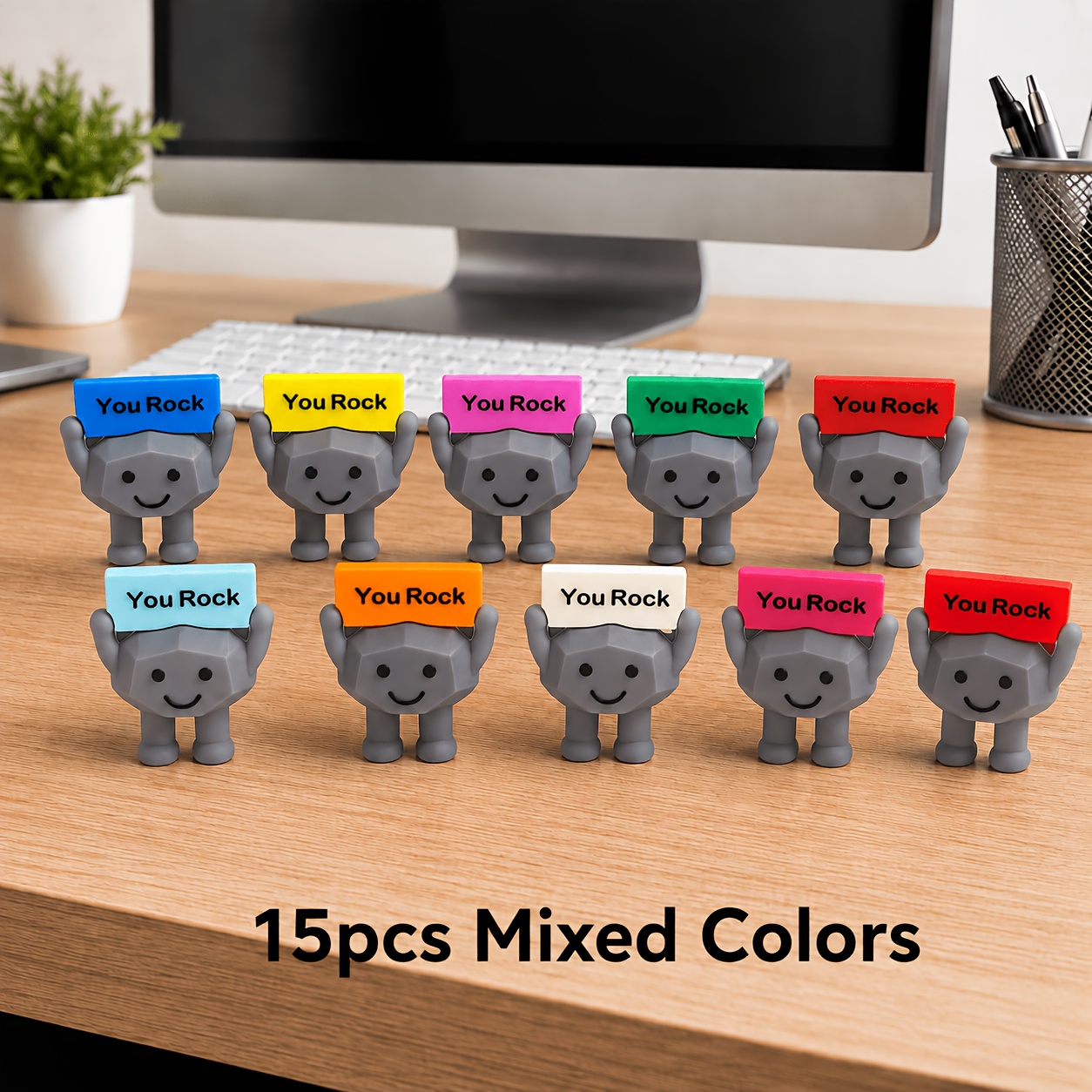 TEMU 15pcs Collectible Stone Sculpture Figurines, Rock Small Statue Decorations, Random Colors, Reward Desktop Ornaments, Rock Style Small Statue