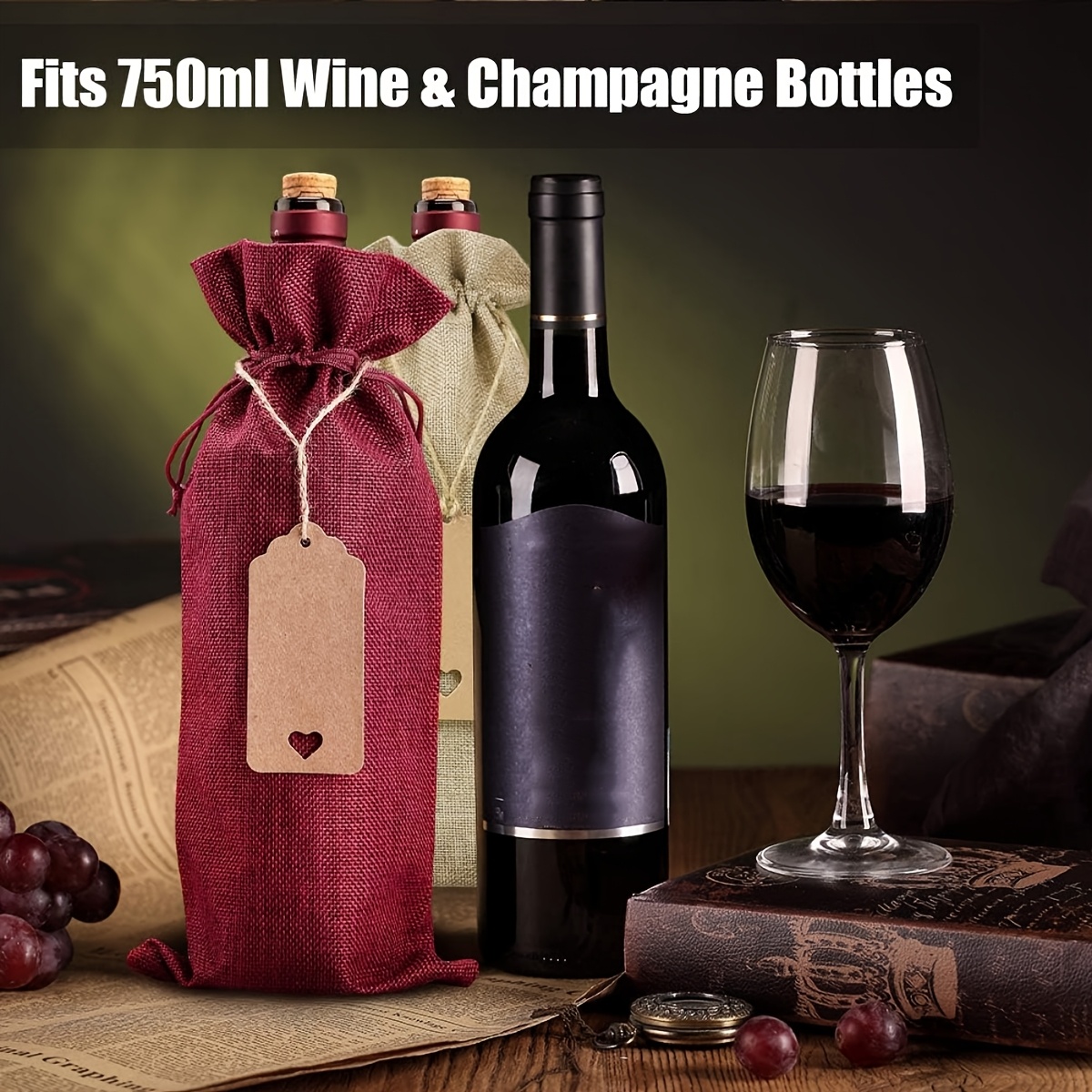 12Pcs Burlap Wine Bags Christmas Wine Gift Bags for Wine Bottles Gifts, Christmas Wine Bottle Bags with Drawstring Holiday Wine Bags, Christ並行輸入 LOKIPA Burlap Wine Gift Bags, 12 Pcs Jute Wine Bottle Bags with Drawstring,  Reusable Wine Bottle Covers with Snowflake Tags for Christmas :