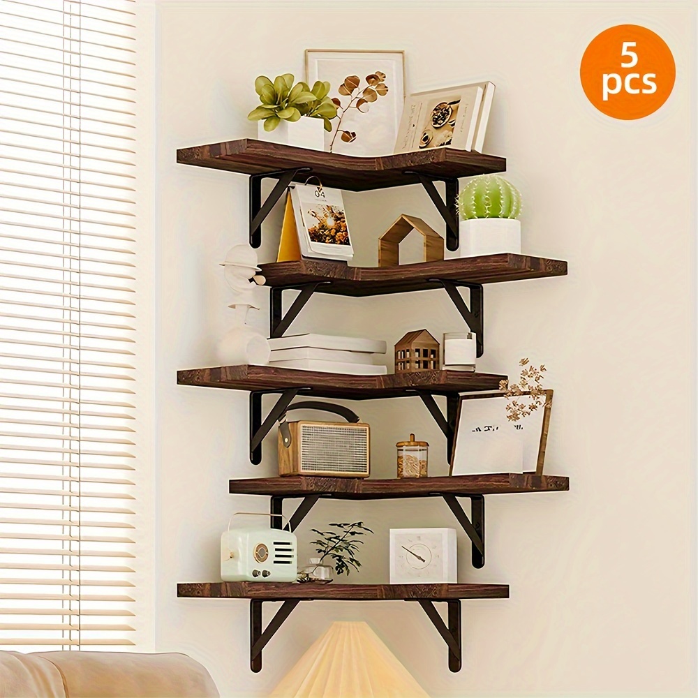 

5 Pcs Floating Shelves, Mounted , Shelves, Hanging Display Shelves, , For Bathroom, , , , , , Christmas Decoration, 16.1*11.4*5.5 In