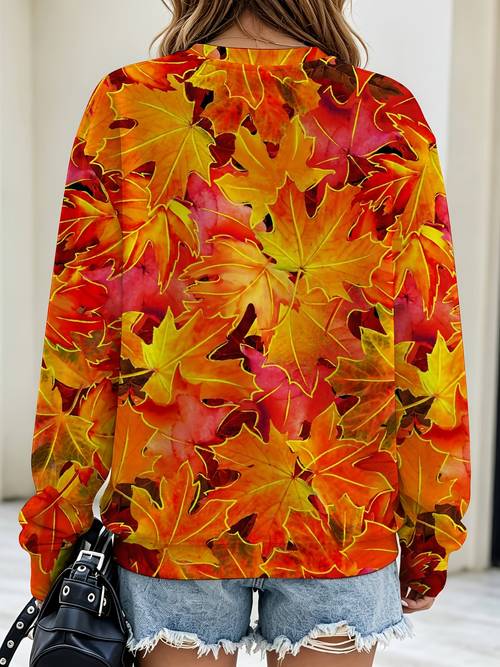 print women round neck plus size sweatshirt machine washable long sleeve top comfortable fall winter pullover suitable for holiday and daily wear 0xl 5xl suitable for leisure and sports