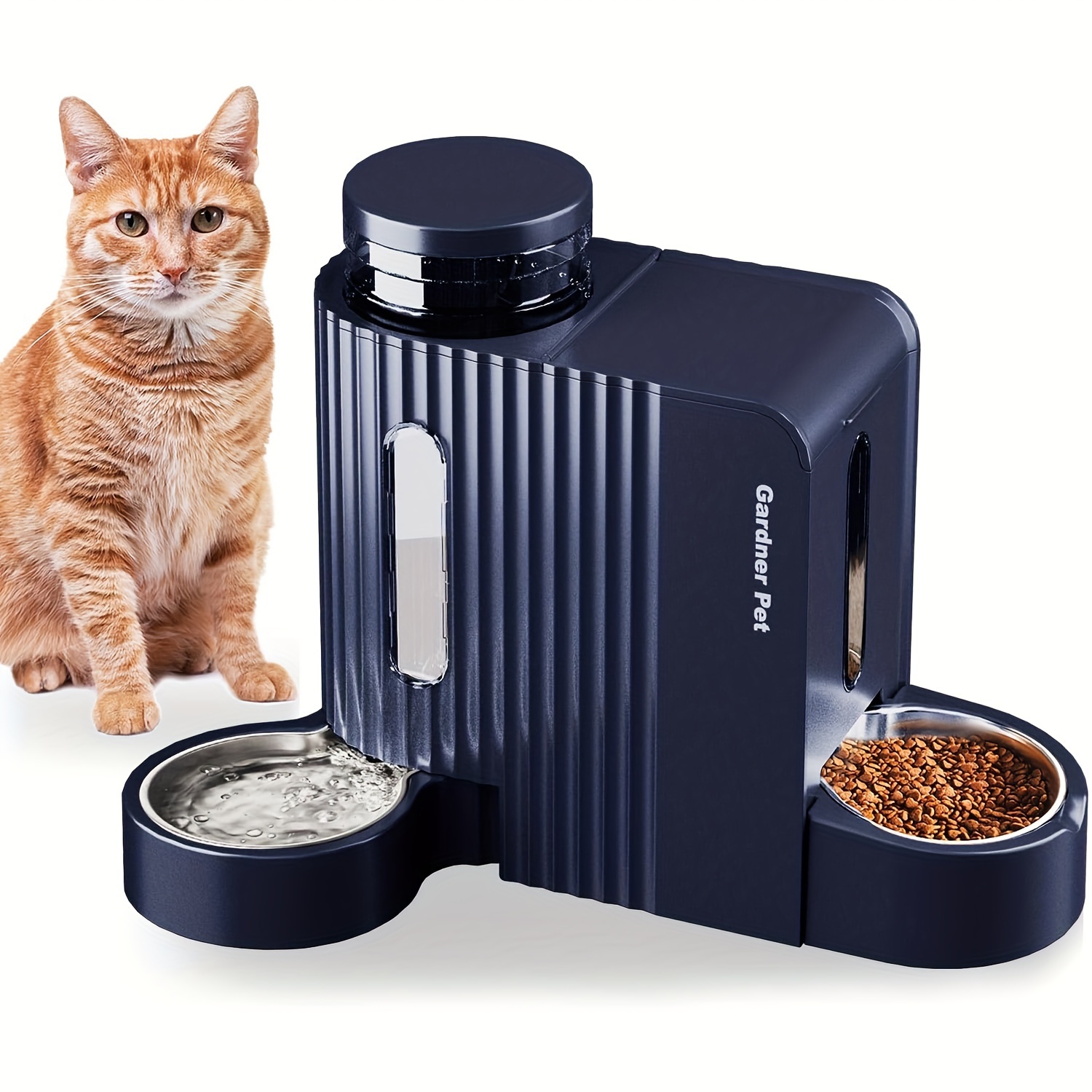 

Automatic Gravity Cat Food Feeder And Water Dispenser Stainless Steel -one Set Large Capacity Dispenser For Pets Dogs, Puppies, Kittens