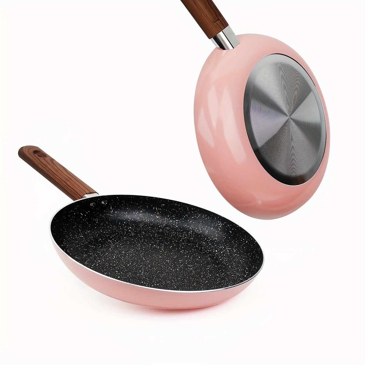 6pcs pink non stick cookware set   pancake pan soup pot mini wok silicone spatula compatible with electric gas stoves details 7