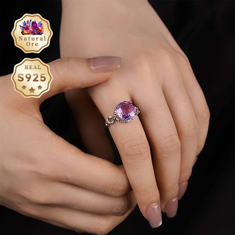 Women's Adjustable 925 Silver Romantic Rose-Cut Ring, Gift Box
