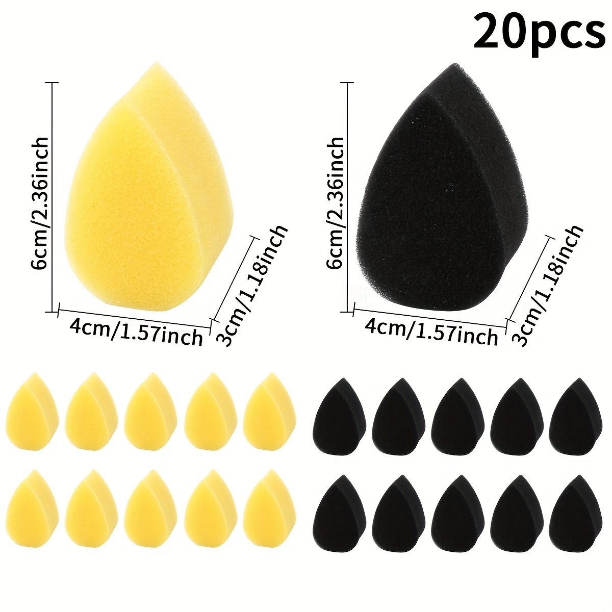 Image of 20pcs Yellow&black Painted Sponges Face Painted Sponges, High Density Bulk Makeup Art Sponges, Suitable For Adult And Painting Supplies