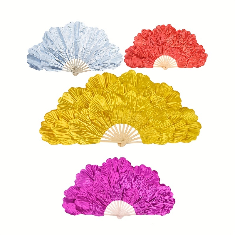 

A Opening Double-sided Bright Cloth Bamboo Rib Fans, Twisting Yangko Dance, Performance At Meeting, Holding Fans In Hand With Multiple Colors From.