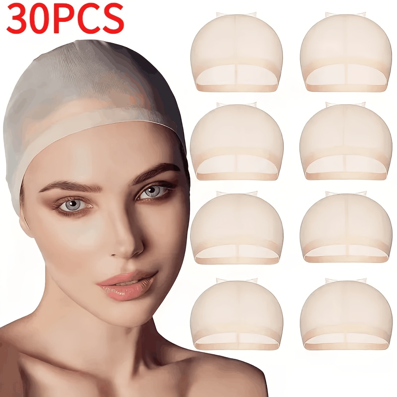 TEMU 30 pièces de bonnets de perruque -doux couleur peau, en élastique respirante pour un ajustement sûr et un effet de coiffure naturel