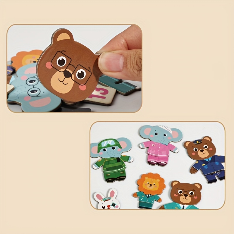 Kids Magnetic Drawing Board Bear Dress Up Puzzles Educational Number Magnets