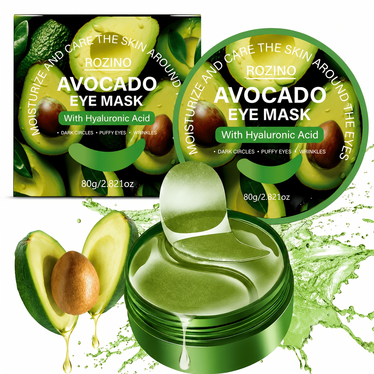 60pcs Rozino Aloe Vera & Hyaluronic Acid Under-eye Suitable For Puffy Eyes, Dark Circles, Wrinkle & Eye Bags - Hydrating Gel Mask For, Light Beige Tightening, &, Light Beige Types