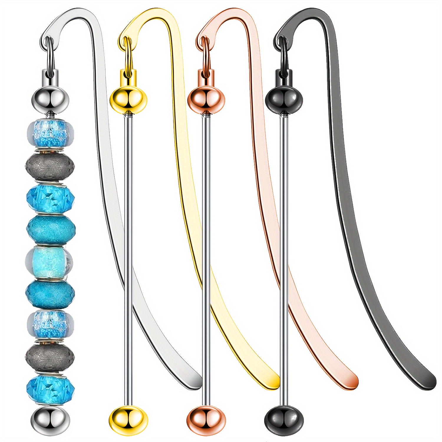 

Diy Beadable Bookmark Kit - Metal Pendant Bar With Stainless Steel Chain, Customizable Craft Lanyard For Students & Teachers - Choose 3/5/6/10/16pcs Set