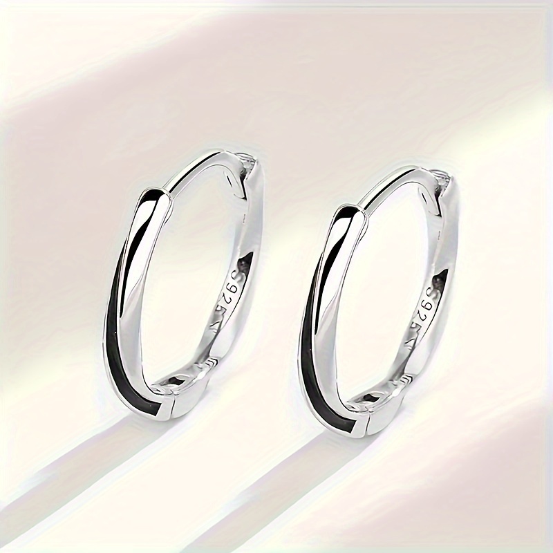 s925 minimalist mens and womens hypoallergenic pure silvery earrings   daily Product details 3