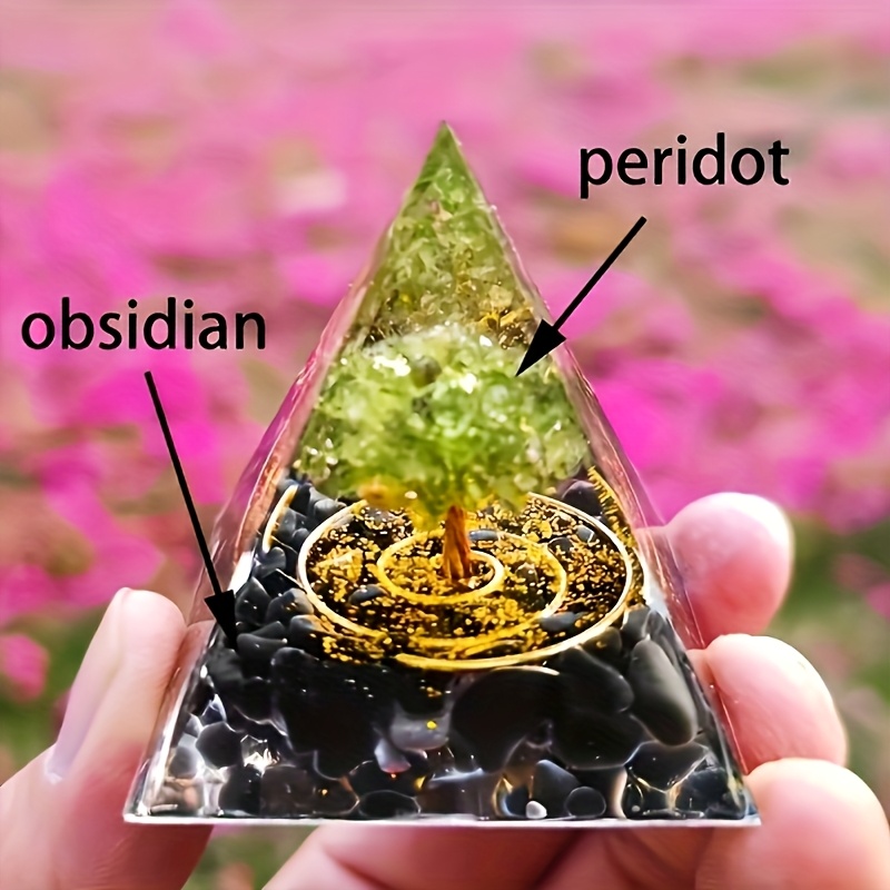 Image of An Orgone Pyramid Ornament Made Of Obsidian, Suitable As A Home Decor, Desktop Ornament, Holiday Gift For , Birthday Gift
