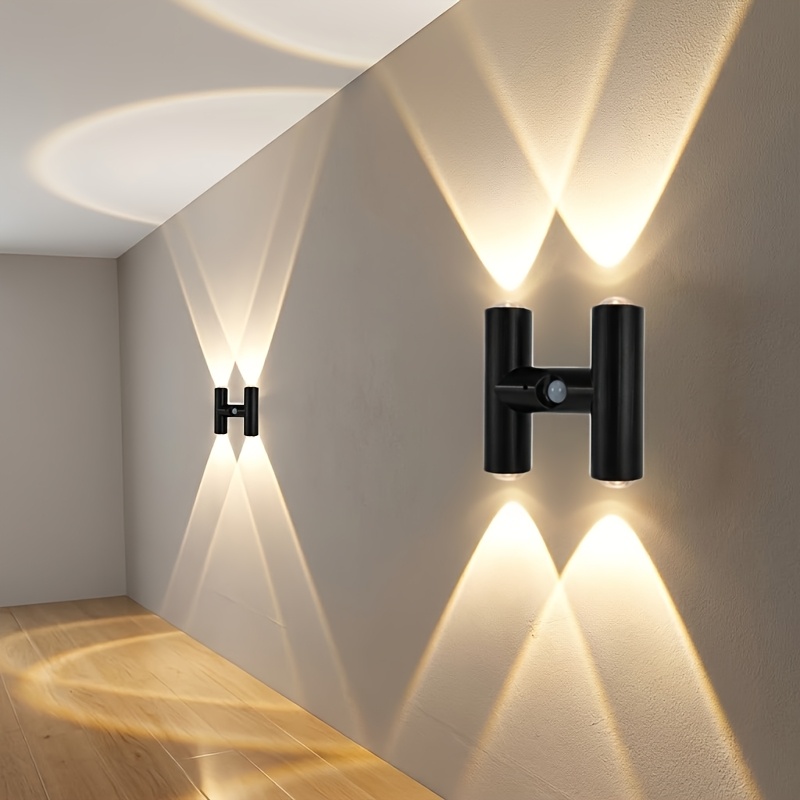TEMU 2pcs Projecteur LED rechargeable à 4 avec émission d'yeux | Lumière infrarouge à détecteur de mouvement avec 3 températures de couleur et
