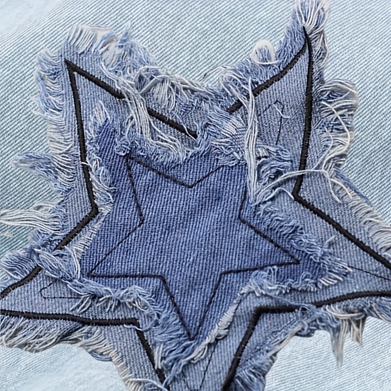 

A Five-pointed Star Denim Patch Suitable For Diy Crafts, Home Decor, Clothing, Jackets, Denim Coats, Holiday Party Gifts, And Sewing Projects.