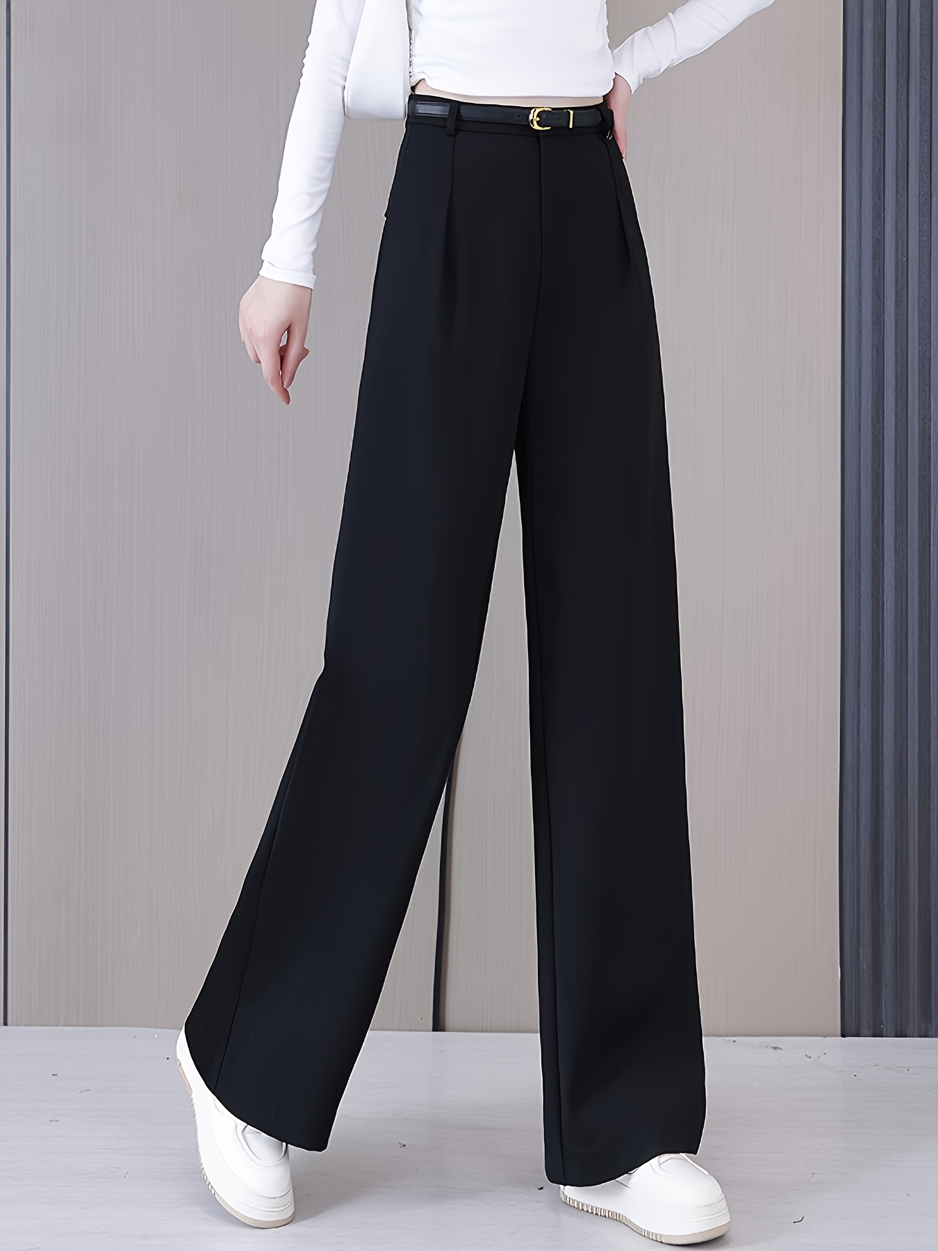 narrow leg wide leg pants womens new high waisted drape long - Temu