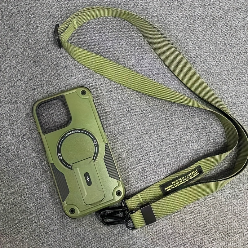 TEMU Phone Case: 2024 New High-quality Multi-functional Anti-fall Mobile Phone Case, Invisible Bracket, Lanyard, Magnetic Support Wireless Charging,
