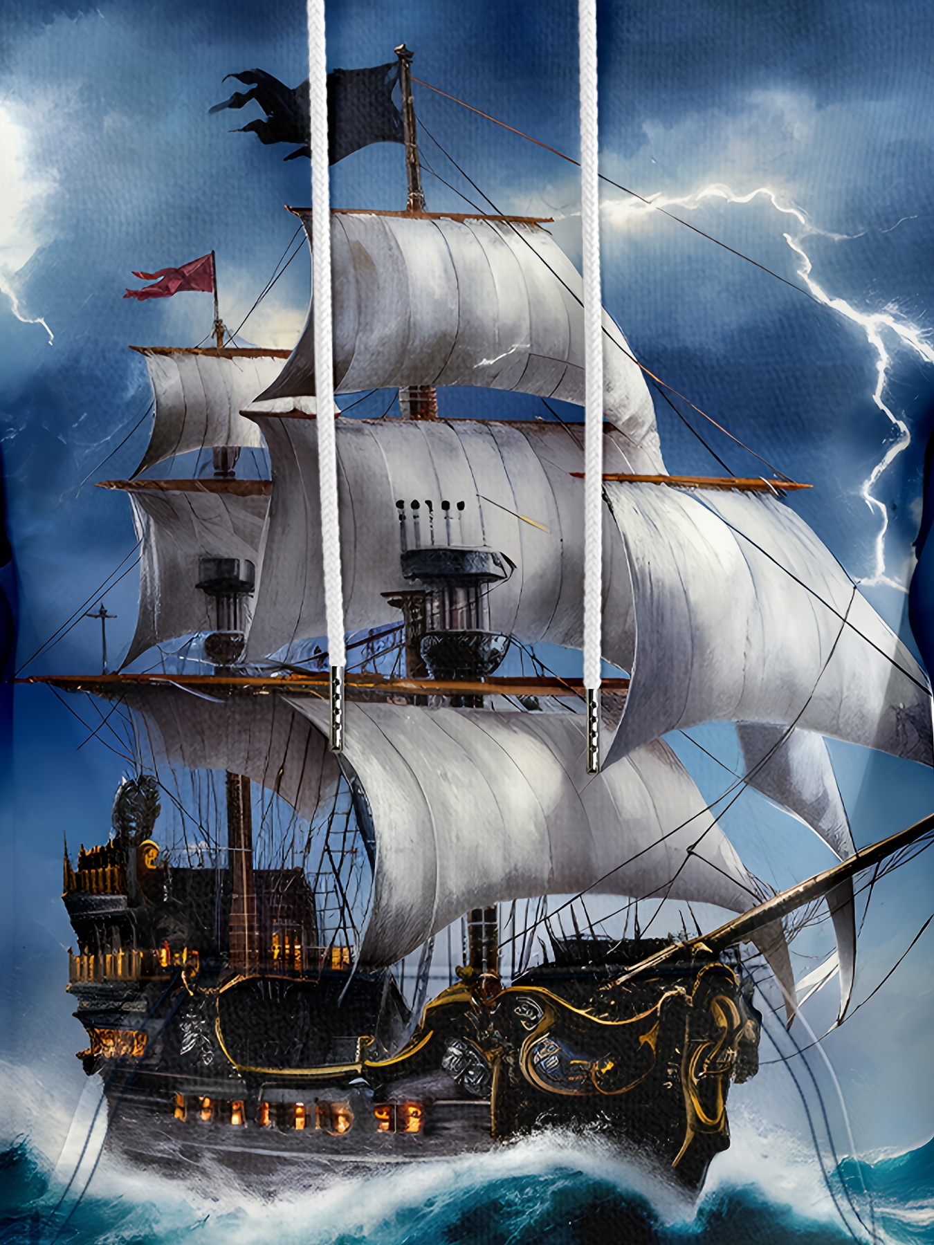 Sudadera con Capucha de Estampado Moderno para Hombre Sudadera Elegante  de Larga con Diseño de Barco Náutico de Poliéster