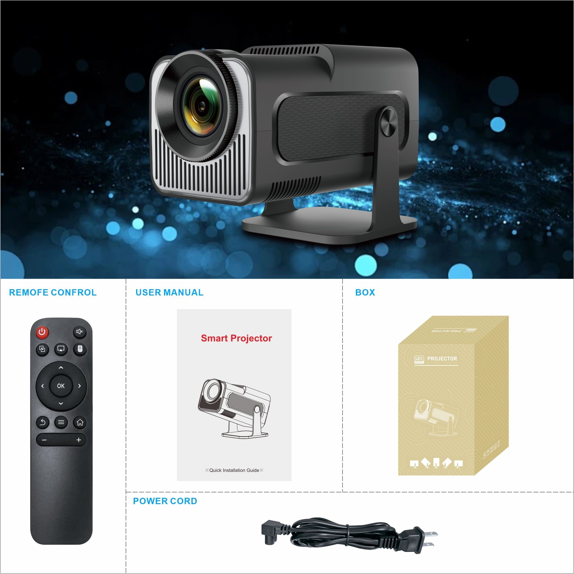מקרן מיני 720p 200ansi כפול wifi6 bt5.0 קולנוע ביתי אנדרואיד 11 חכם נייד פרטים 5