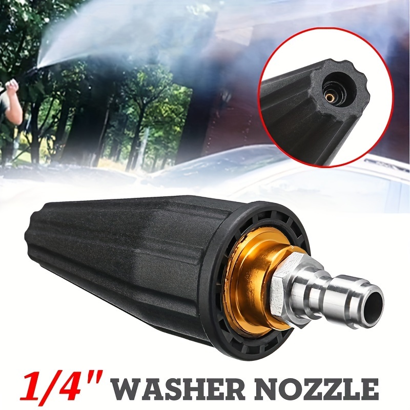 

1pc Washer Nozzle, 3000 Psi High Pressure Cleaning Machine Rotary Turbine Nozzle, Powerful Cleaning Lotus Nozzle, 1/4 Quick Insertion (bubble Bag Packaging)