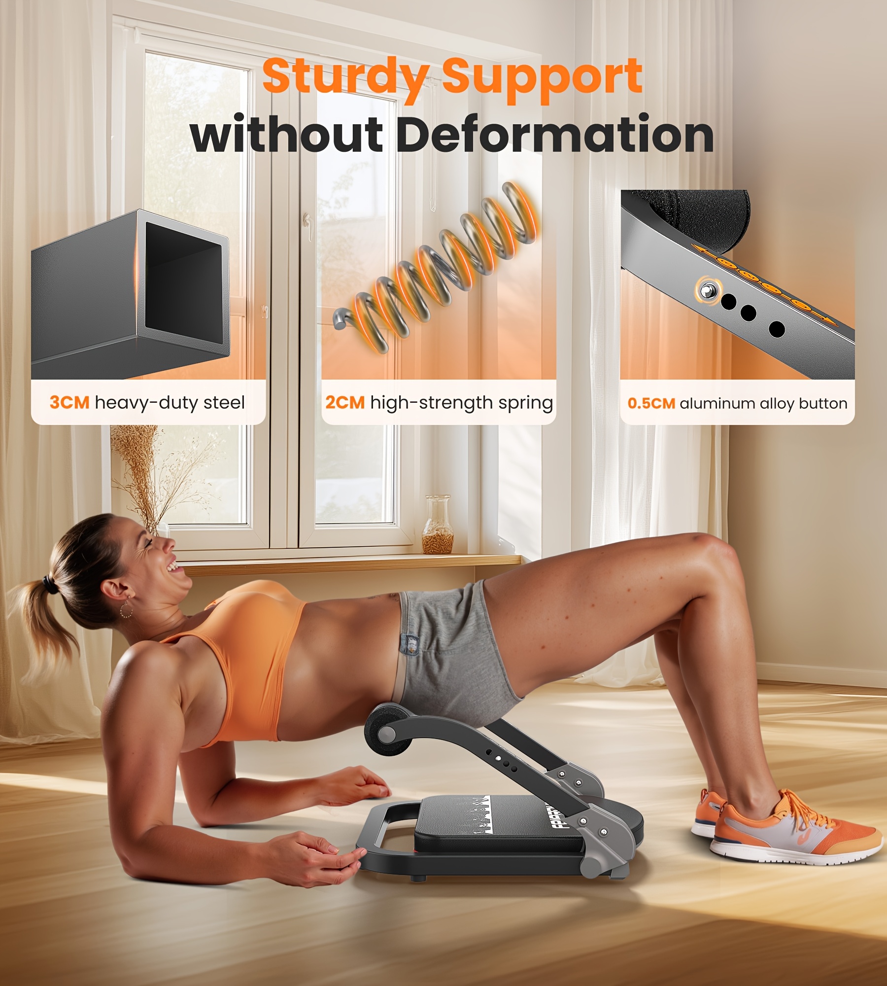 SRIFY Multi-Functional Ab Trainer Machine | Adjustable Resistance Levels for Core Workouts & Strength Training | Compact Design for Home Use | Durable Iron Frame with Comfort Grip Handles | Non-Electric, Ideal for Muscle Toning | Sleek Gray/Black with Red Accents, Gym Accessories, YOSUDA