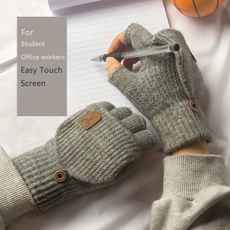 Cashmere Winter Gloves for Men and Women, Half-Finger Touch Screen