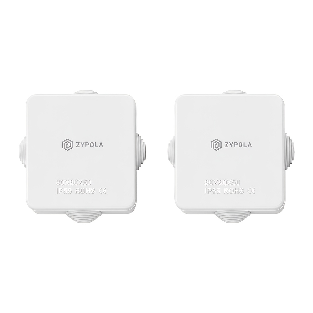 TEMU Zypola 2-pack, Abs Plastic Junction Box, Universal Electrical Engineering Housing, Dustproof Design, White, Large 3.94"x 3.94" X 2.76", Small