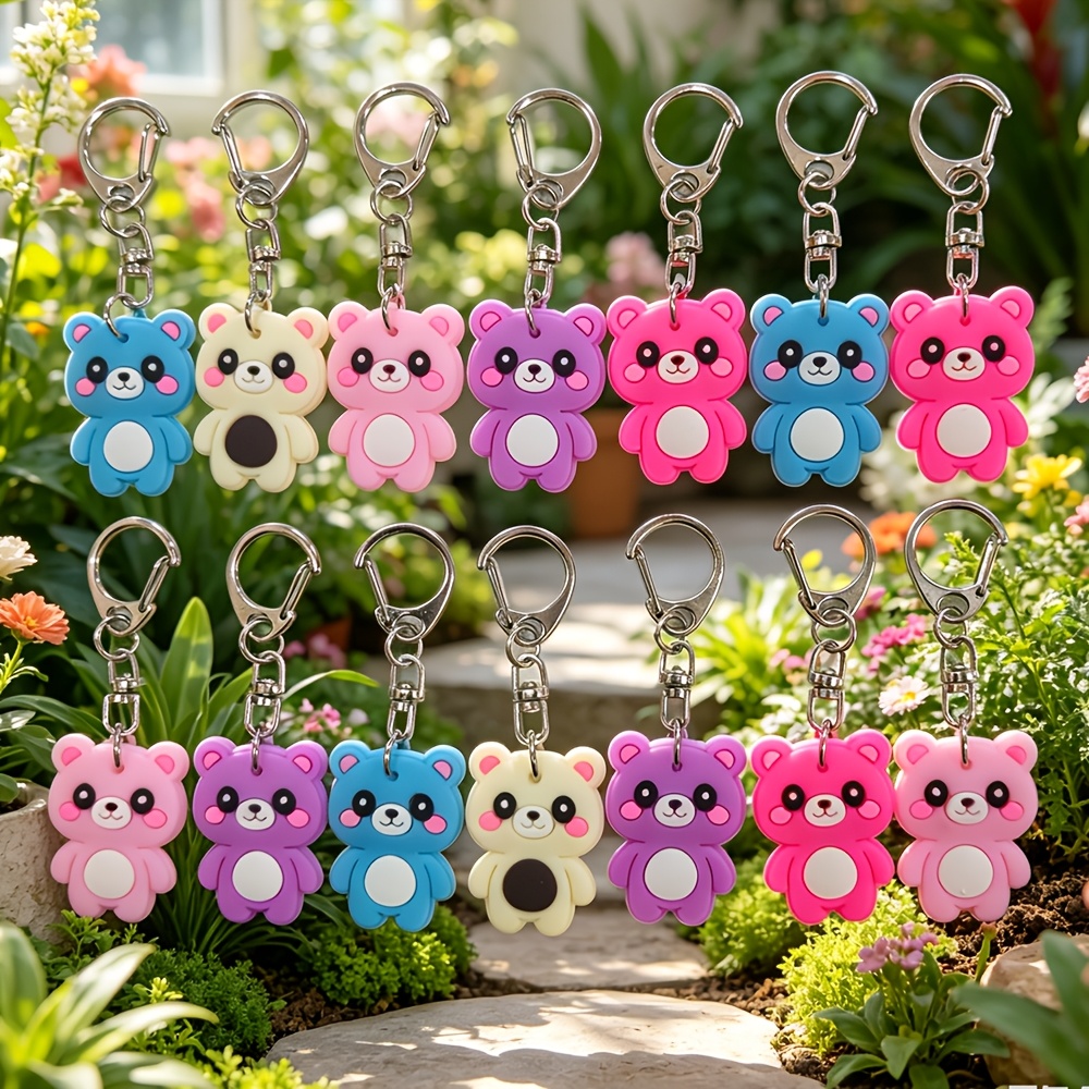 TEMU 2d Flat - 14pcs Of 2d Cute Bear Keychains, Cute Bear Keychains, Ornaments, Best Friend Birthday Gifts, Bear Keychains, Cute Bag Keychains