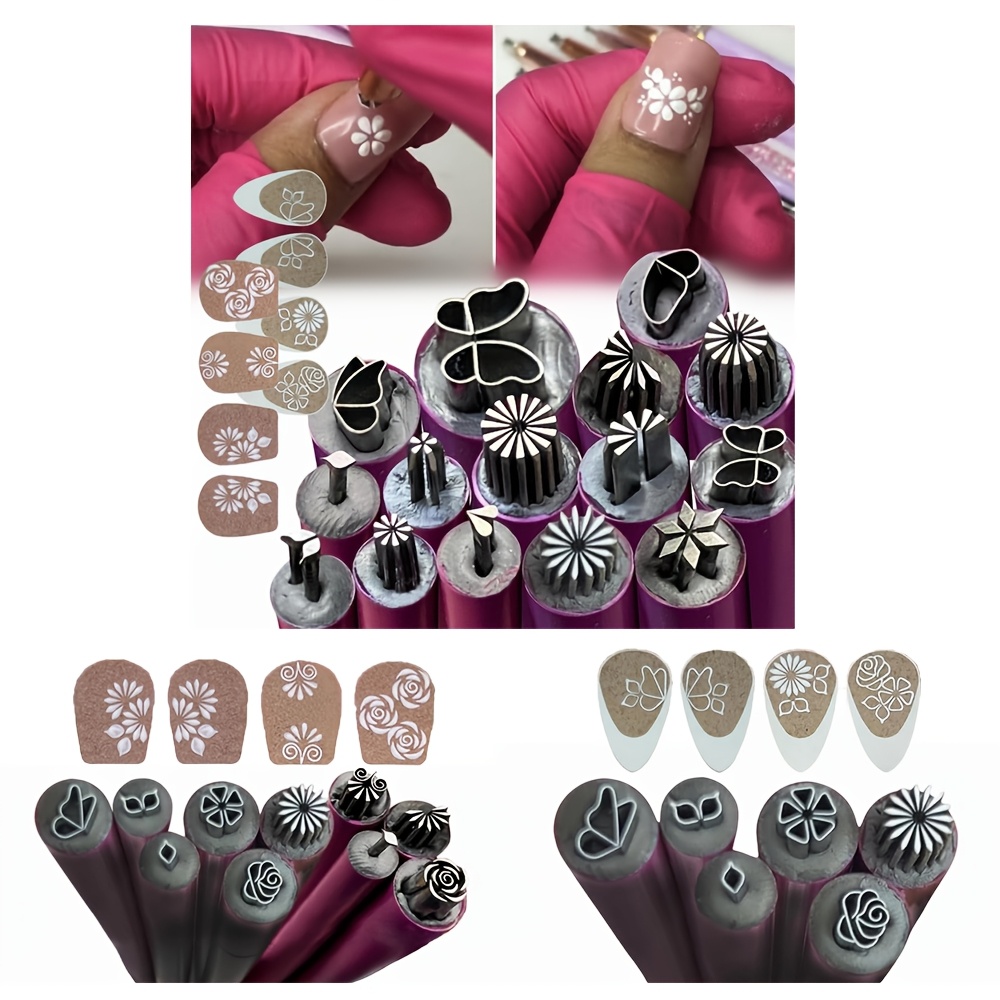 

6/10/15pcs Nail Pens Set, Metal Nail Stamping Tools, Of Floral Patterns, Diy Nail Art Printer Kit, -free Manicure Accessories For Home & Salon Use