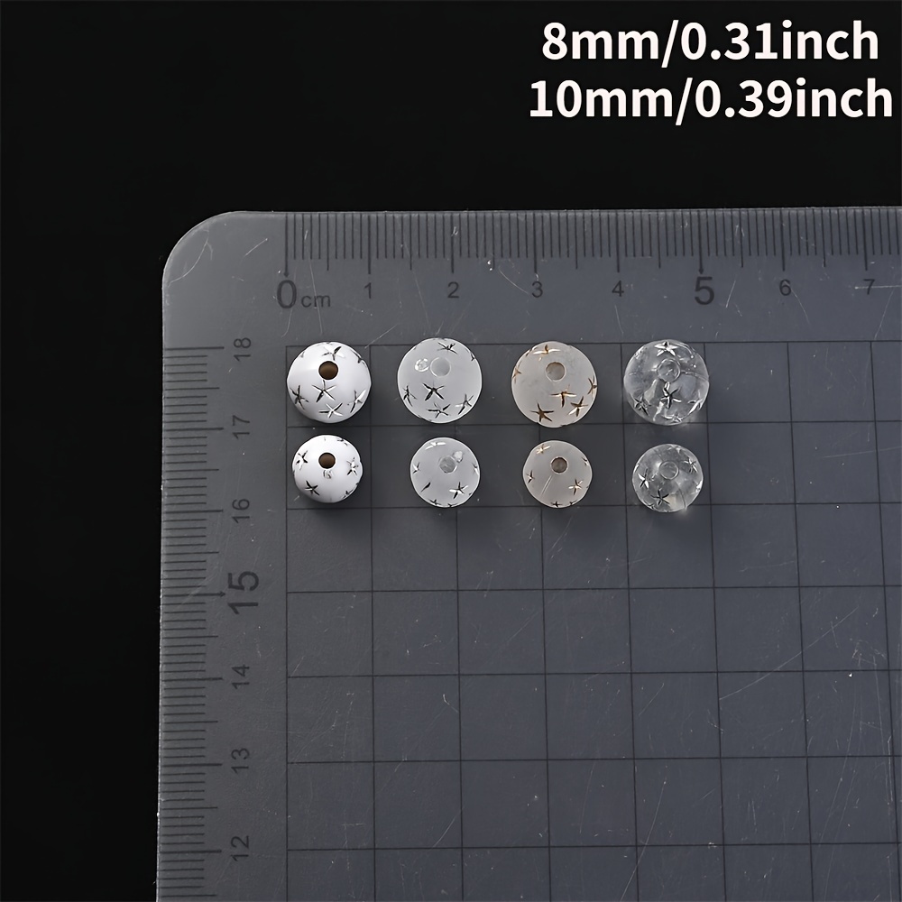 100pcs 8mm Acrylic Star Pattern Beads in Gold Starry Sky Design for Jewelry Making and Crafts